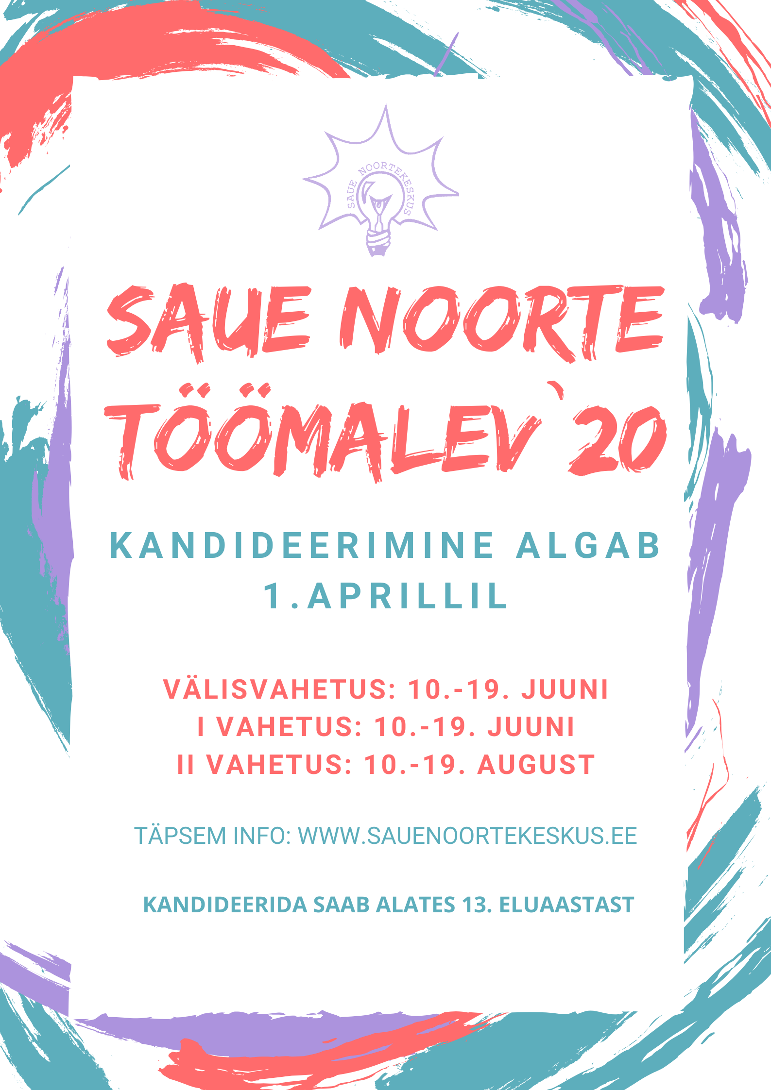 Registreerimine Saue noorte töömalevasse on alanud!